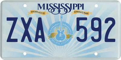 MS license plate ZXA592