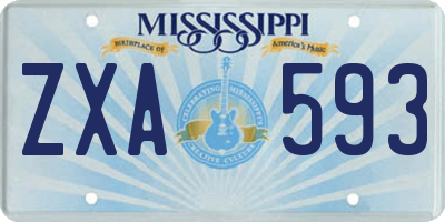MS license plate ZXA593