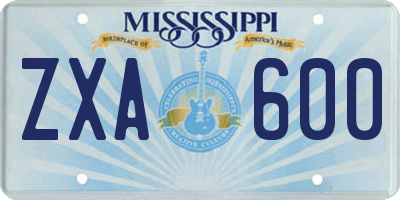 MS license plate ZXA600