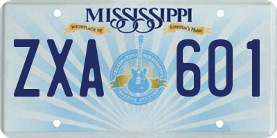 MS license plate ZXA601