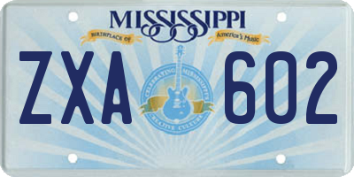MS license plate ZXA602