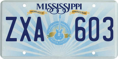 MS license plate ZXA603