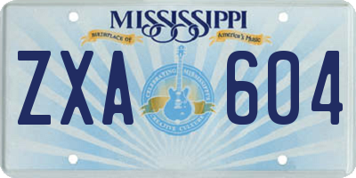 MS license plate ZXA604