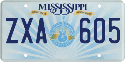 MS license plate ZXA605