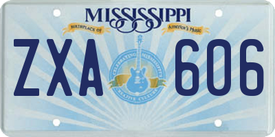 MS license plate ZXA606