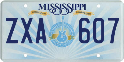 MS license plate ZXA607