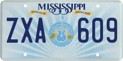 MS license plate ZXA609