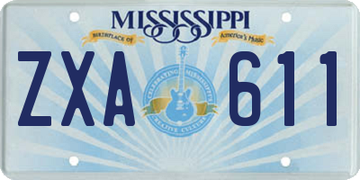 MS license plate ZXA611