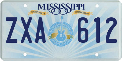 MS license plate ZXA612