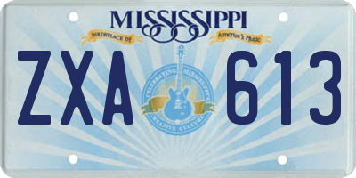 MS license plate ZXA613
