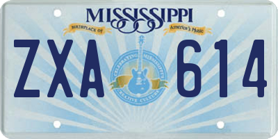MS license plate ZXA614