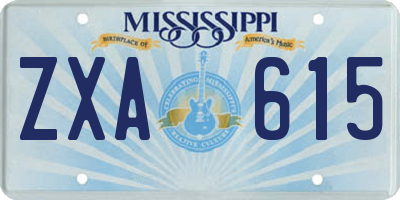 MS license plate ZXA615