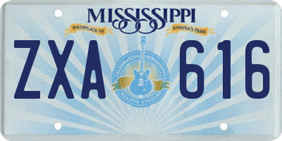 MS license plate ZXA616