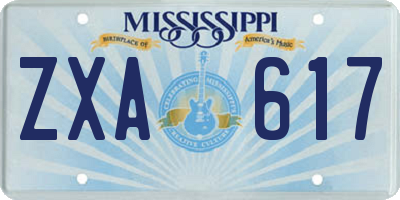 MS license plate ZXA617