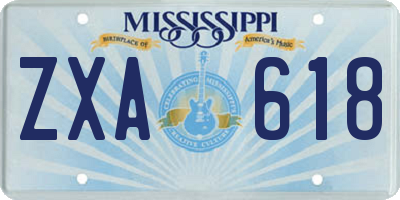 MS license plate ZXA618