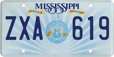 MS license plate ZXA619