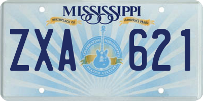 MS license plate ZXA621