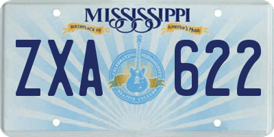 MS license plate ZXA622