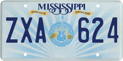 MS license plate ZXA624