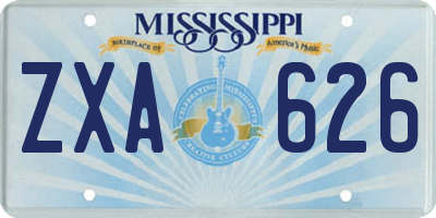 MS license plate ZXA626
