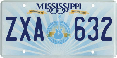 MS license plate ZXA632