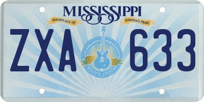 MS license plate ZXA633