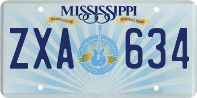 MS license plate ZXA634