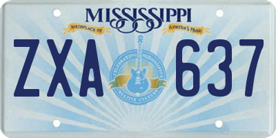 MS license plate ZXA637