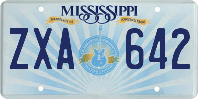 MS license plate ZXA642
