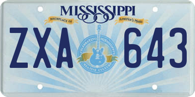 MS license plate ZXA643