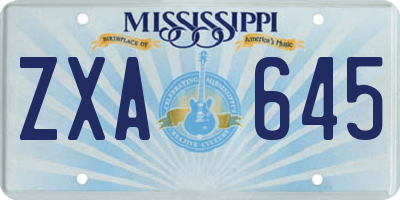MS license plate ZXA645