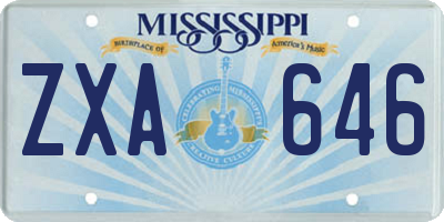 MS license plate ZXA646