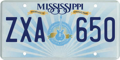 MS license plate ZXA650