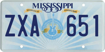 MS license plate ZXA651