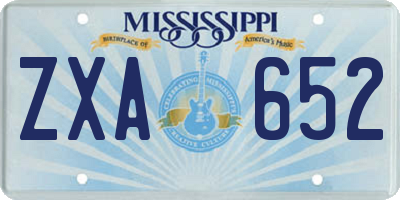 MS license plate ZXA652