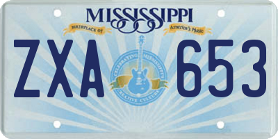 MS license plate ZXA653