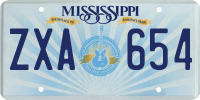 MS license plate ZXA654