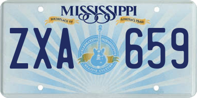 MS license plate ZXA659