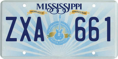 MS license plate ZXA661