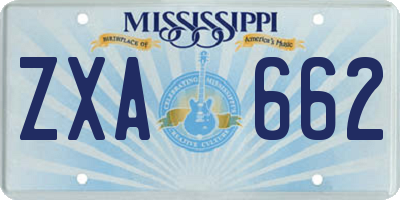 MS license plate ZXA662