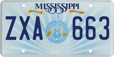 MS license plate ZXA663