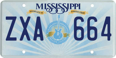 MS license plate ZXA664