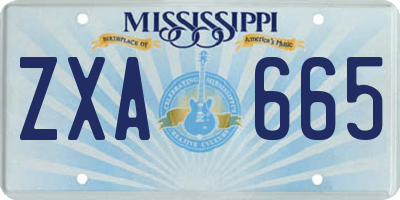 MS license plate ZXA665