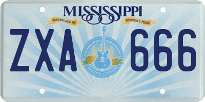 MS license plate ZXA666
