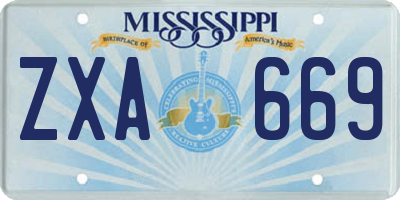 MS license plate ZXA669