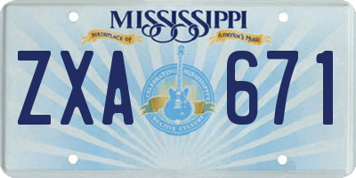MS license plate ZXA671