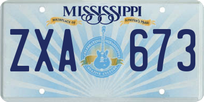 MS license plate ZXA673