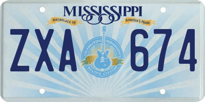 MS license plate ZXA674