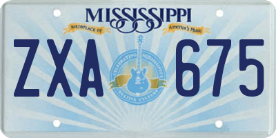 MS license plate ZXA675