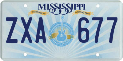 MS license plate ZXA677